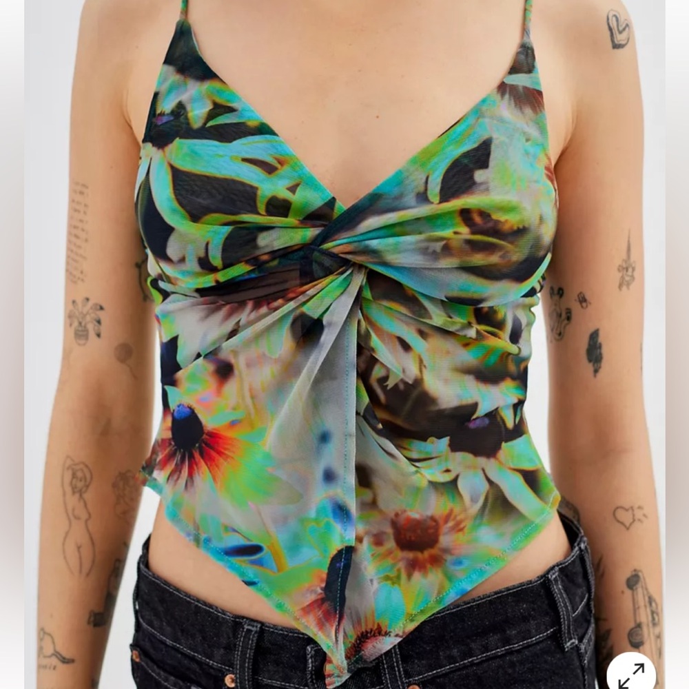Urban Outfitters Mesh Twist Front Fly Away Cami